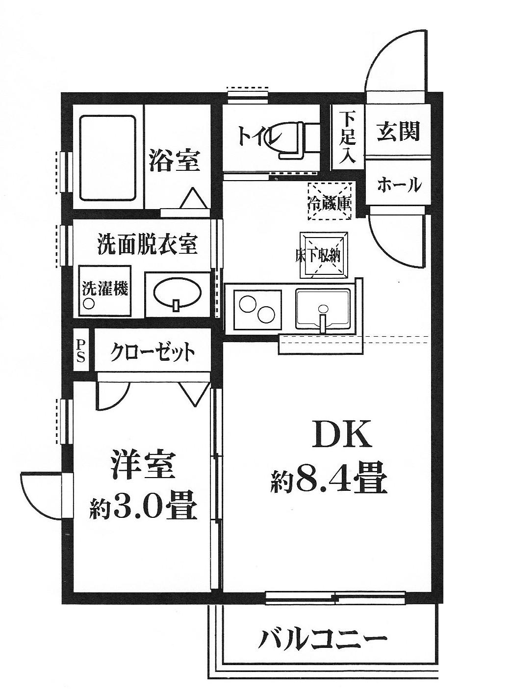 イーストガーデン(1DK/1階)の間取り写真