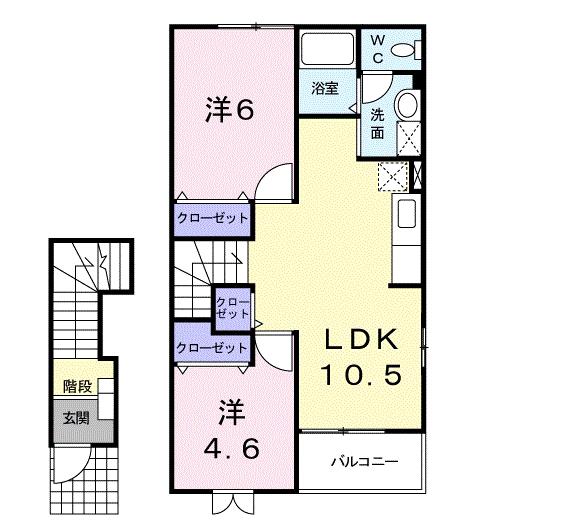 ラフレシールI(2LDK/2階)の間取り写真