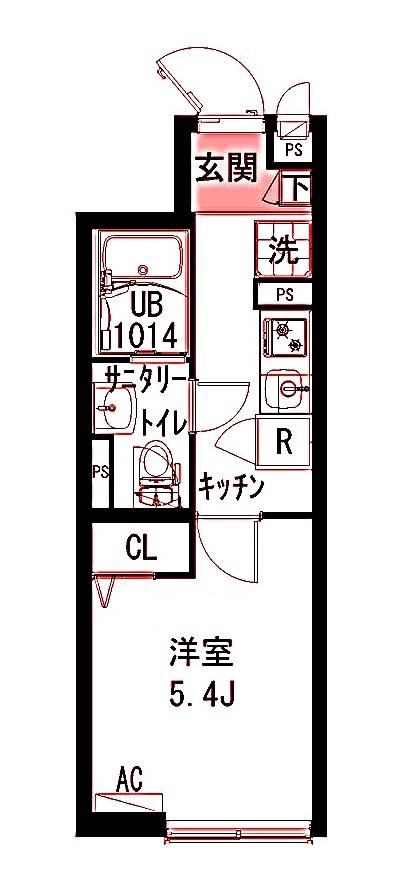イクシオ榎町(1K/3階)の間取り写真