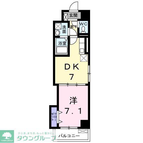 ペリカンハウス福重(1DK/3階)の間取り写真