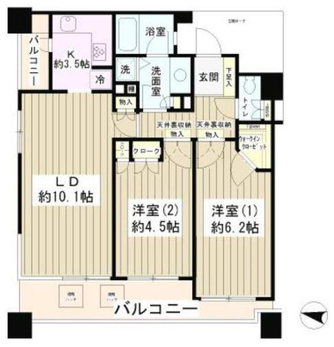 両国パーク・ホームズ(2LDK/5階)の間取り写真