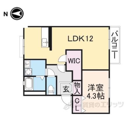 グリーンライフ平城A棟(1LDK/2階)の間取り写真