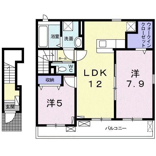 ニューポート堀町(2LDK/2階)の間取り写真