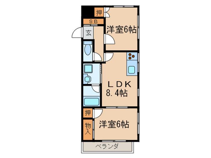 アルソス(2LDK/2階)の間取り写真