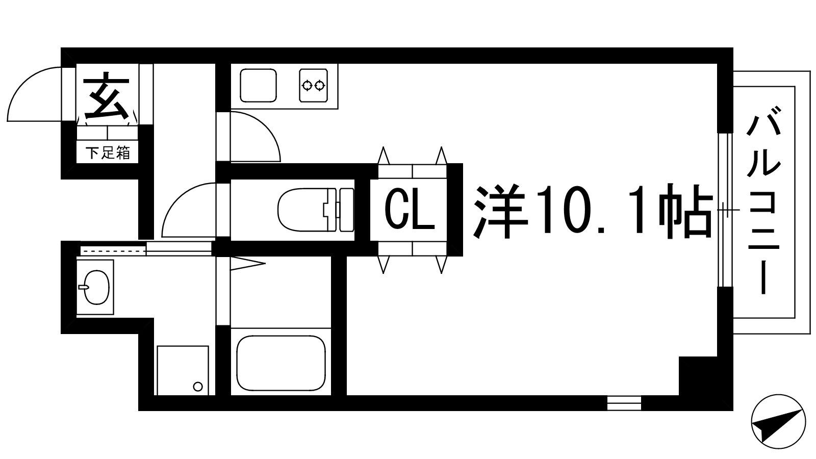 キセラ川西弐番館(ワンルーム/2階)の間取り写真