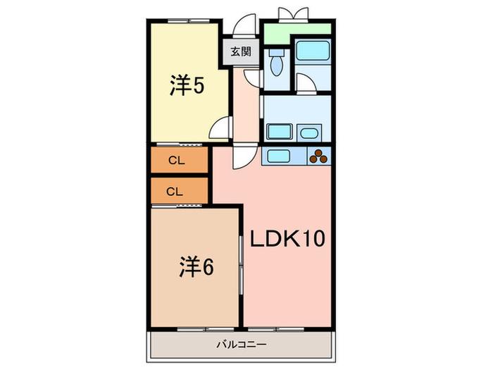 センターヒル岡本(2LDK/5階)の間取り写真
