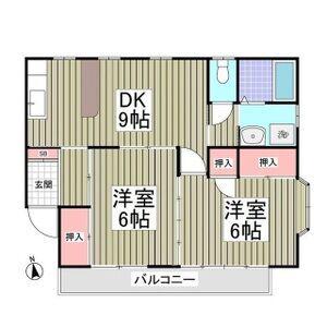 コーポインティアマウンテン2号棟(2DK/2階)の間取り写真