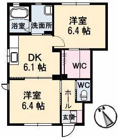 ラ ブリーゼ(2DK/1階)の間取り写真