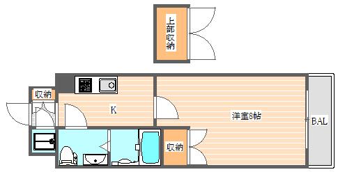 NO.67 BENEFIT 21 博多(1K/3階)の間取り写真