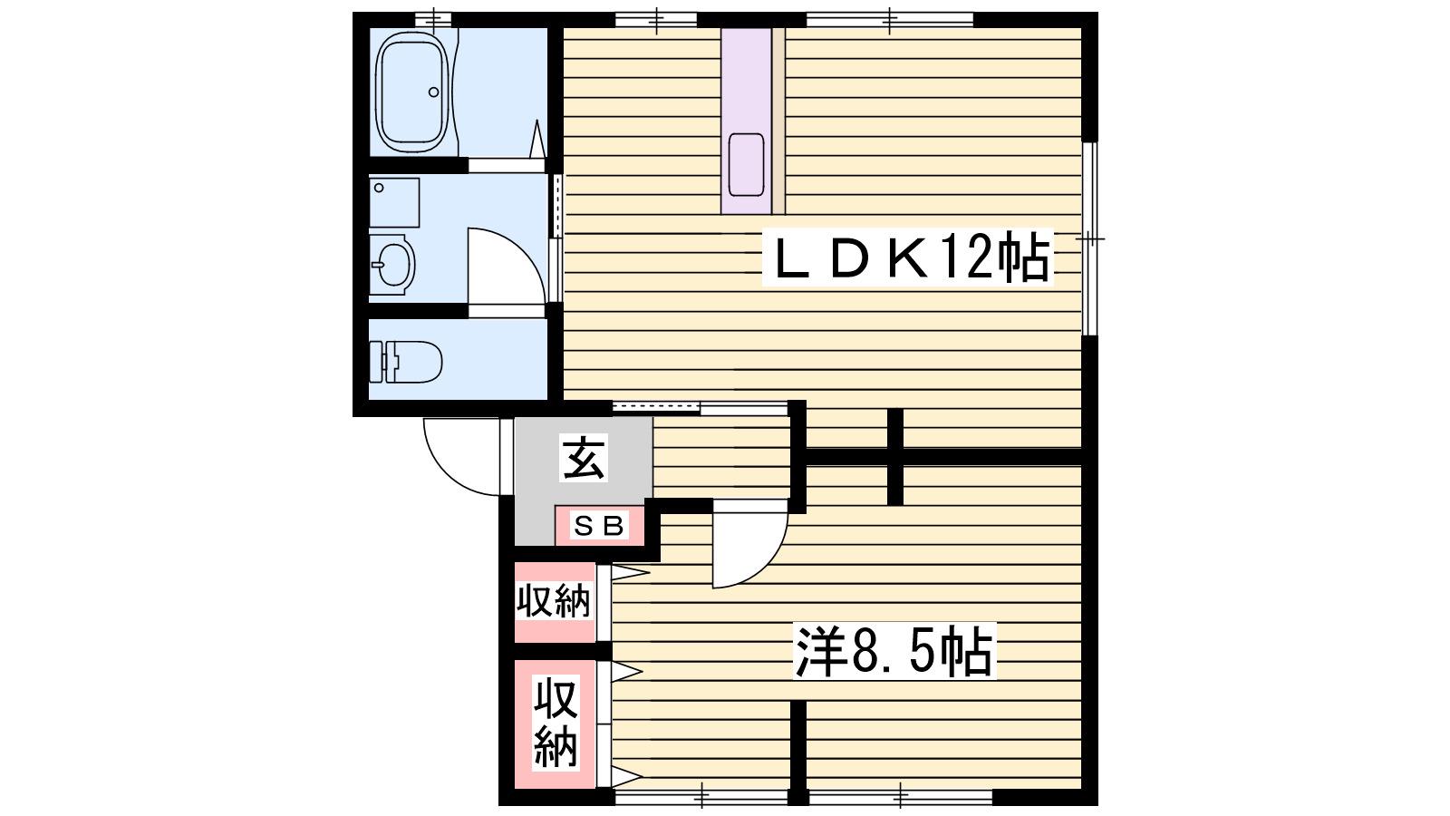 サンハイツ B棟(1LDK/2階)の間取り写真
