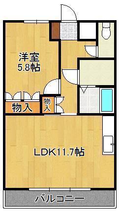 ヒルズ宮ノ下A棟(1LDK/2階)の間取り写真