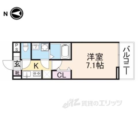 ラ・ステラ学園前(1K/2階)の間取り写真