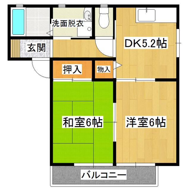 ヒルサイドテラスC棟(2DK/1階)の間取り写真