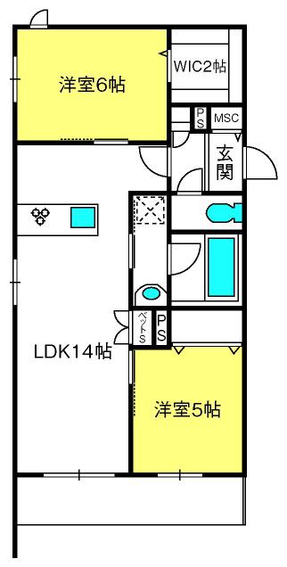 メゾン ド パール(2LDK/2階)の間取り写真