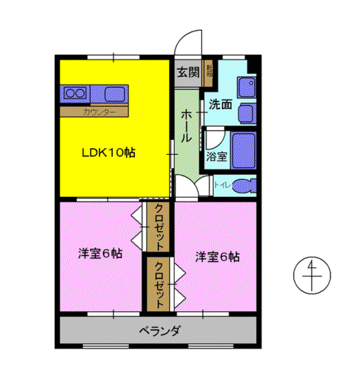 パークタウン畑中 NF棟(2LDK/1階)の間取り写真