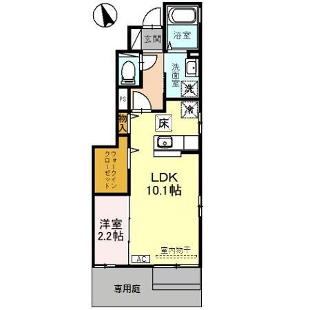 ヴィレンテ大領(1LDK/1階)の間取り写真