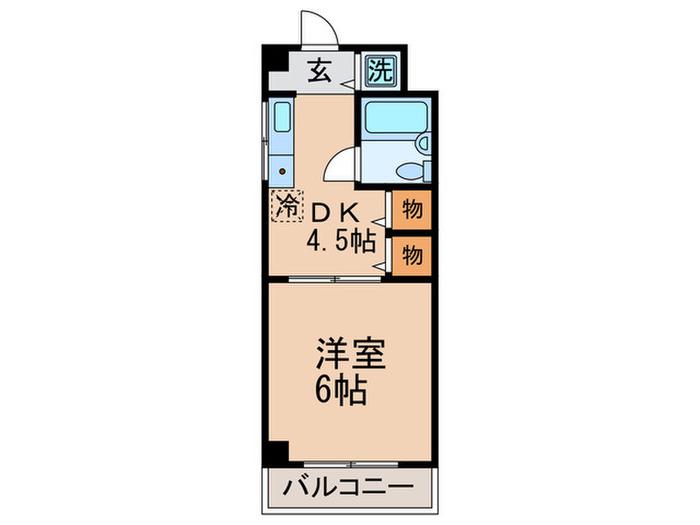 アンジェリケ(1DK/2階)の間取り写真