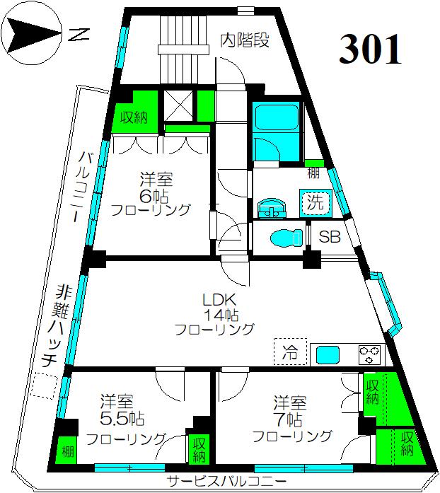野田ビル(3LDK/3階)の間取り写真