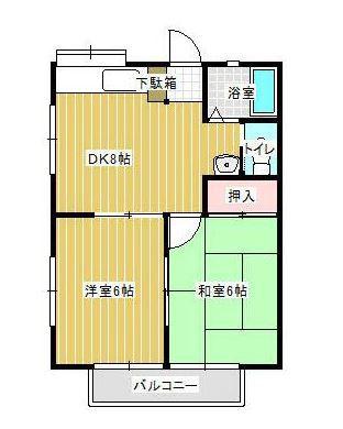 花椿ハイツ(2DK/2階)の間取り写真