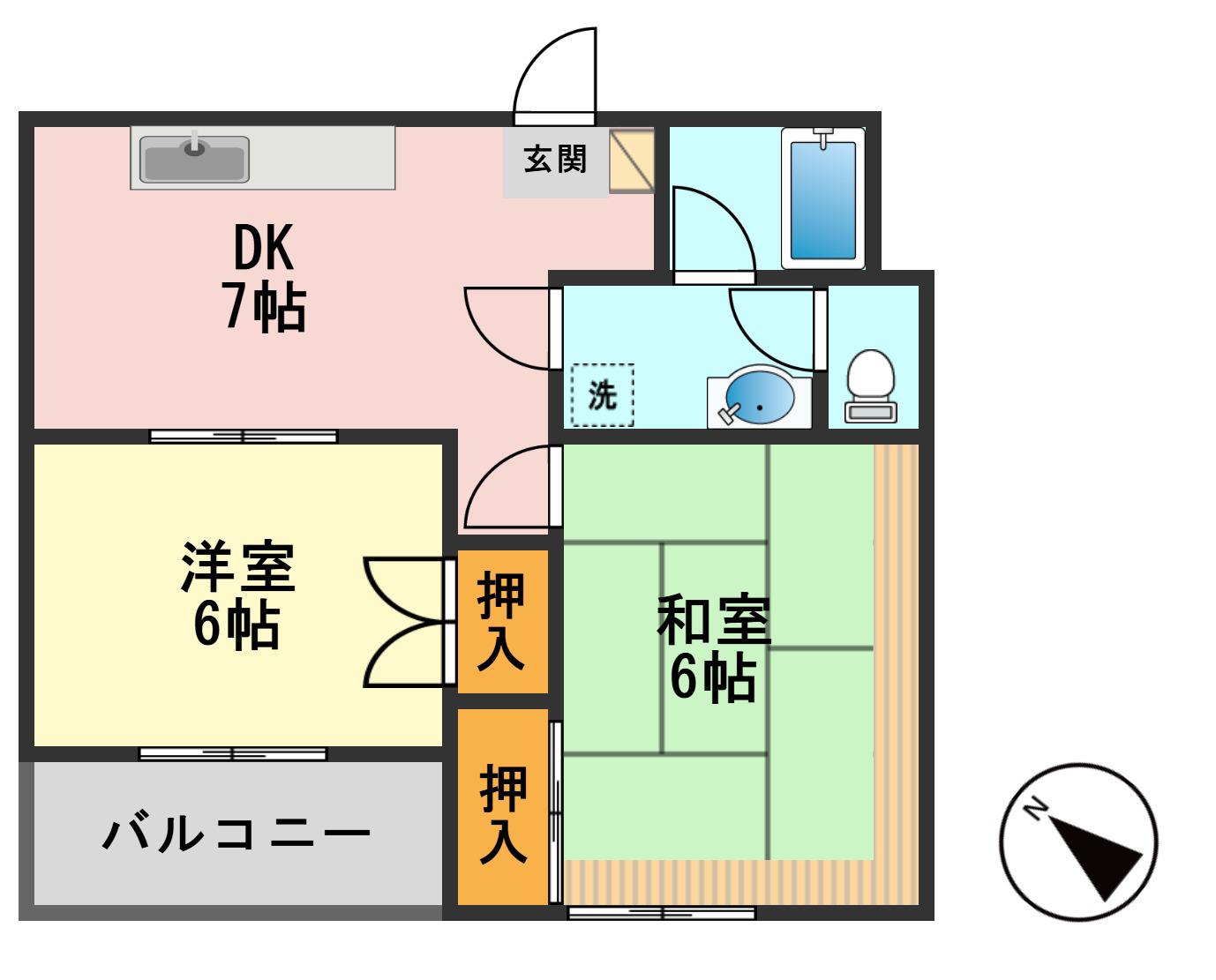 フローレンス山嵜(2DK/2階)の間取り写真