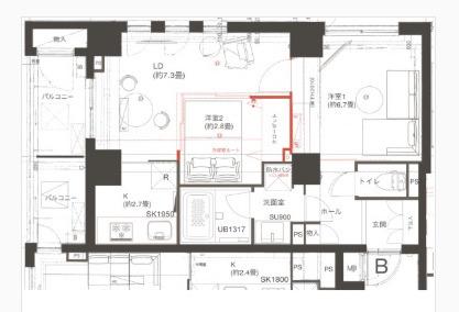 デルックス永田町(2LDK/3階)の間取り写真