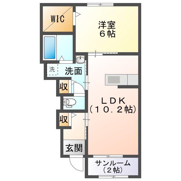 コロレ星原 I(1LDK/1階)の間取り写真