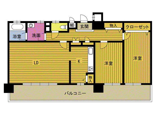 エスバイエルマンション(2LDK/13階)の間取り写真