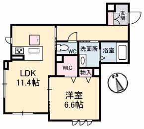 グラン デ グリシーヌ(1LDK/1階)の間取り写真