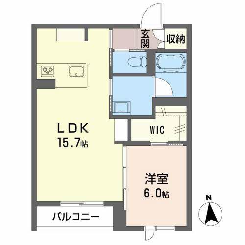 グランドメゾン新屋敷(1LDK/3階)の間取り写真