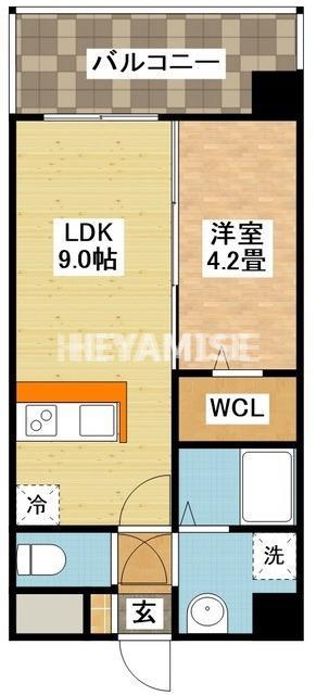 MODERN PALAZZO文教通GROW(1LDK/2階)の間取り写真