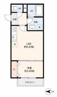 鳥栖市本町AP(1LDK/1階)の間取り写真
