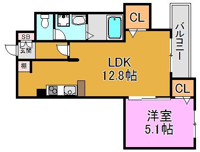 ロイヤルオーク(1LDK/3階)の間取り写真