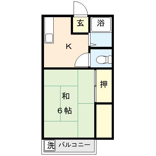 湯の森ハイツ(1K/2階)の間取り写真