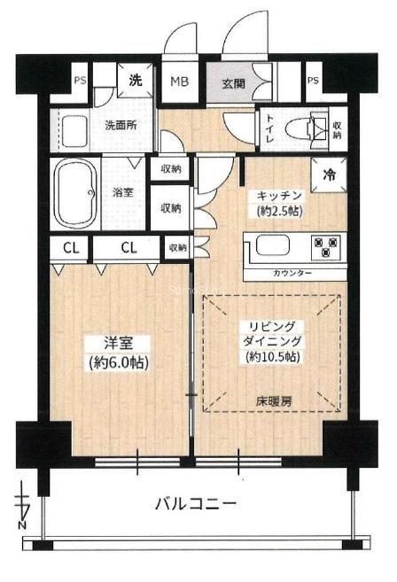 アドバンス大阪城レガーレ(1LDK/11階)の間取り写真