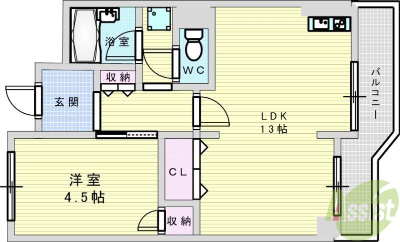 リバーパークアイワ(1LDK/5階)の間取り写真