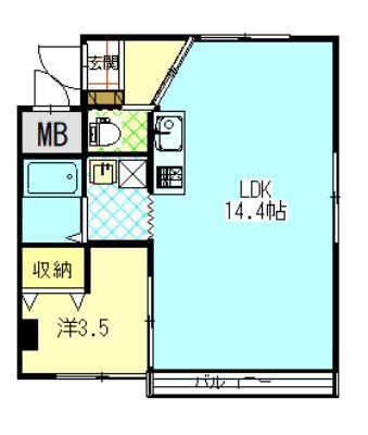 ジョイシード大町(1LDK/5階)の間取り写真