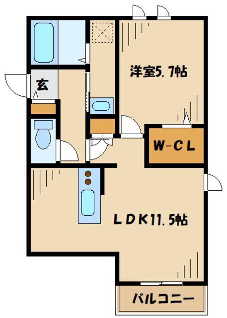 サンクレスタ(1LDK/2階)の間取り写真