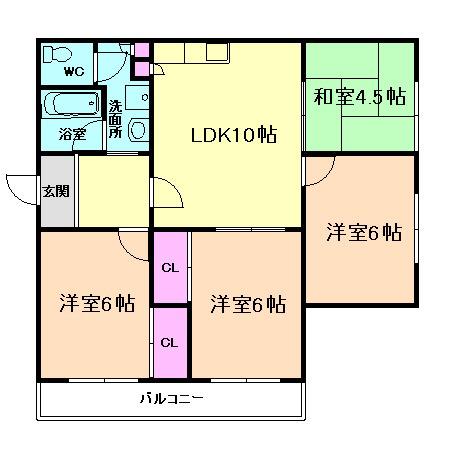 グランマンション寺畑(4LDK/2階)の間取り写真