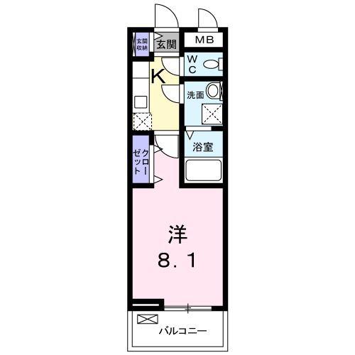 アザリアガーデン代沢(1K/2階)の間取り写真