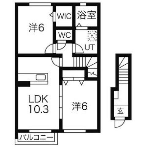 グリシーヌ(2LDK/2階)の間取り写真