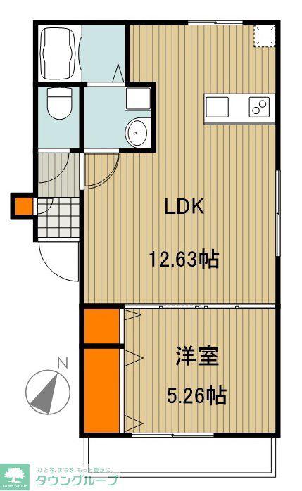 川越市砂新田(1LDK/2階)の間取り写真