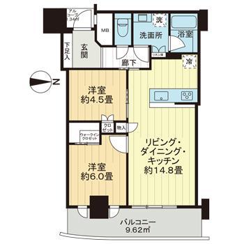 大阪ひびきの街 ザ・サンクタスタワー(2LDK/8階)の間取り写真