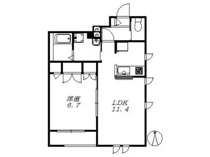 ジオ スプリング(1LDK/1階)の間取り写真