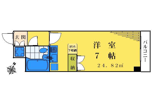 クロス高田馬場(ワンルーム/1階)の間取り写真