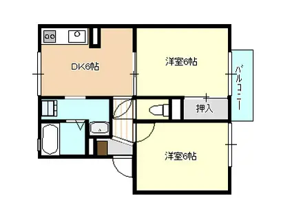 グランシャリオ(2DK/1階)の間取り写真