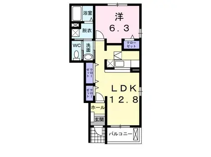 サンライト若松 I(1LDK/1階)の間取り写真