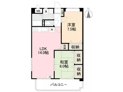 ローザクオーレI(2LDK/2階)の間取り写真