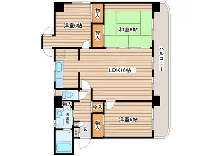 ハウス米ケ袋三丁目(3LDK/3階)の間取り写真
