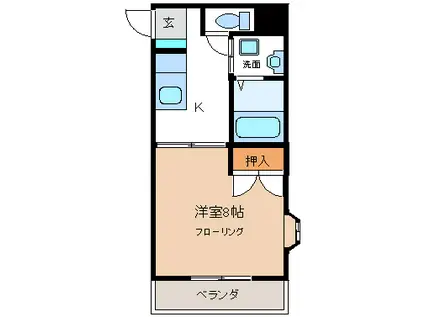 パレット46(1K/1階)の間取り写真