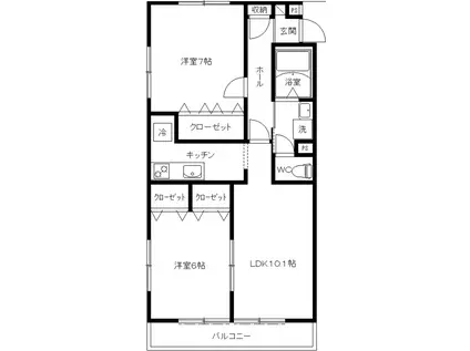 サンライトヴィラ大倉山(2LDK/2階)の間取り写真